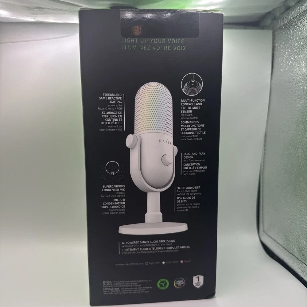Razer Seiren V3 Chroma 32‐Bit DSP RGB USB-C Microphone In White Nib Review Unit